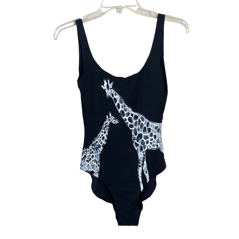 ONIA ANTHROPOLOGIE Women's Size XL Black Giraffe One-Piece Kelly Swimsuit NEW